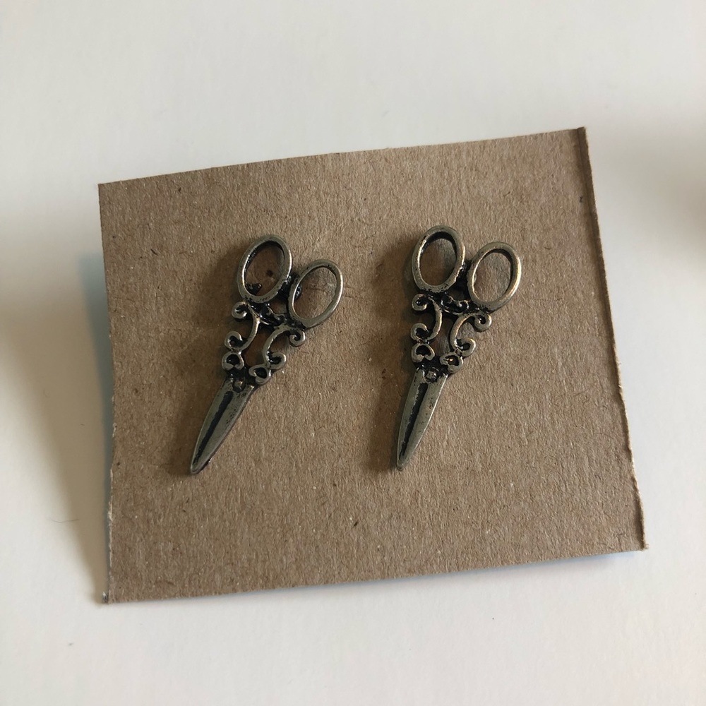 Silver scissor earrings